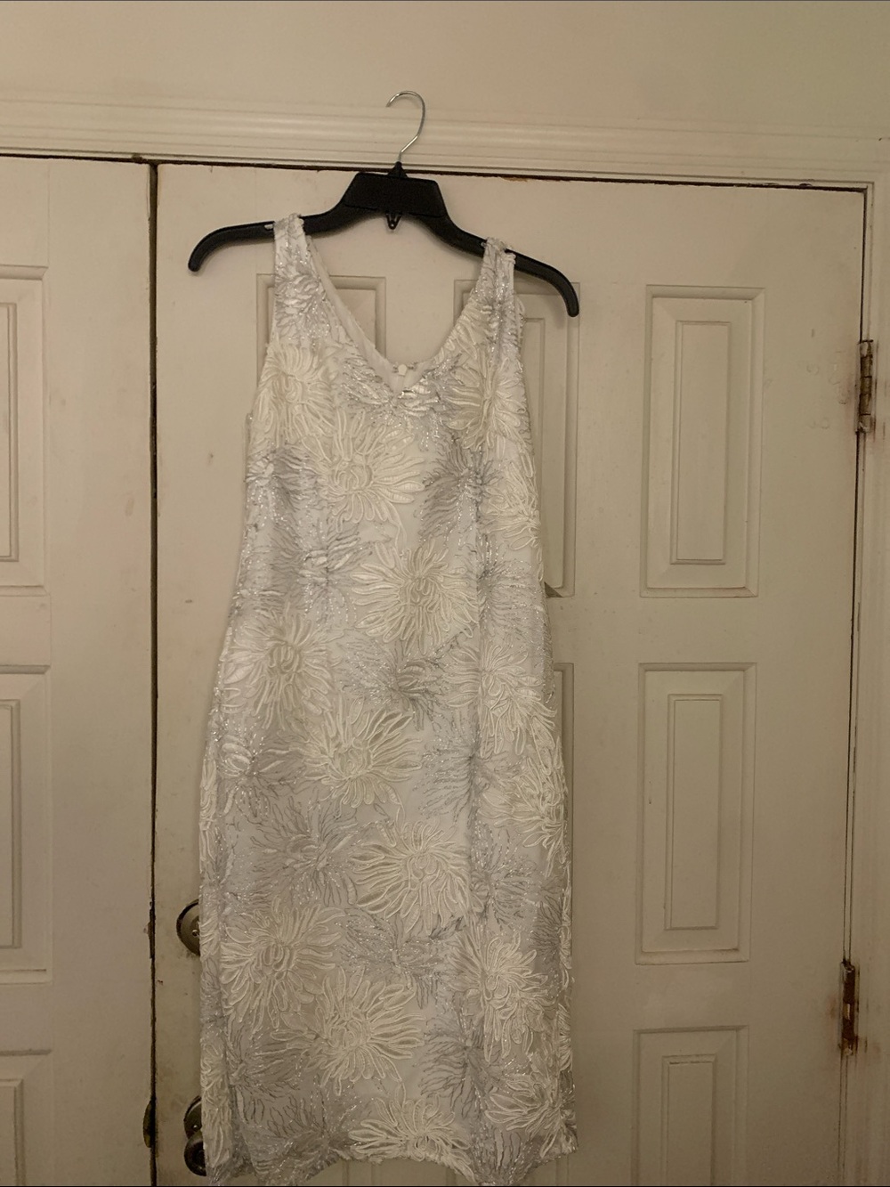 Adrianna Papell White Floral Lace Midi Dress